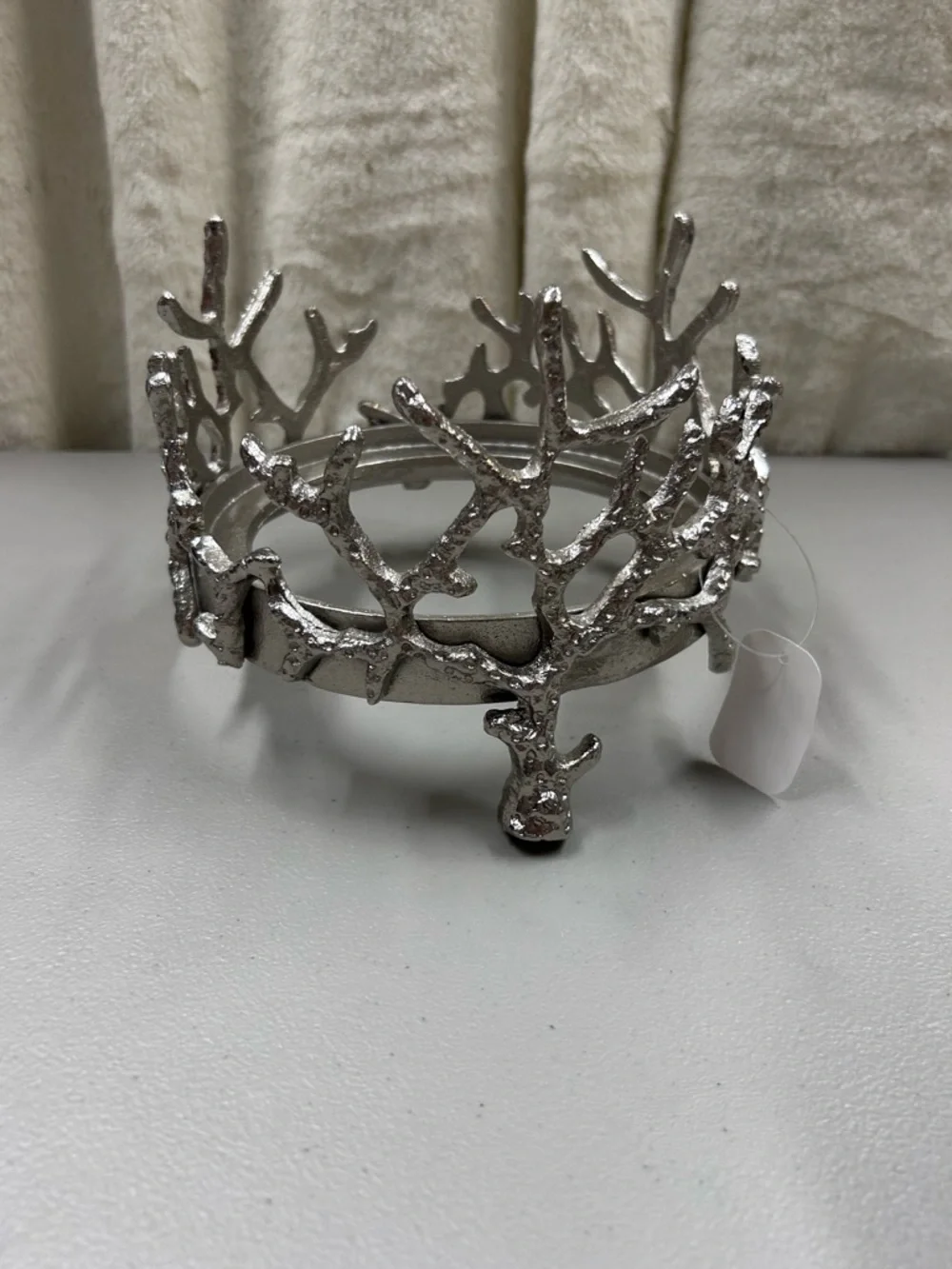 Pottery Barn Silver Coral Handcrafted Ice Bucket Aluminum Steel Nickel Finish